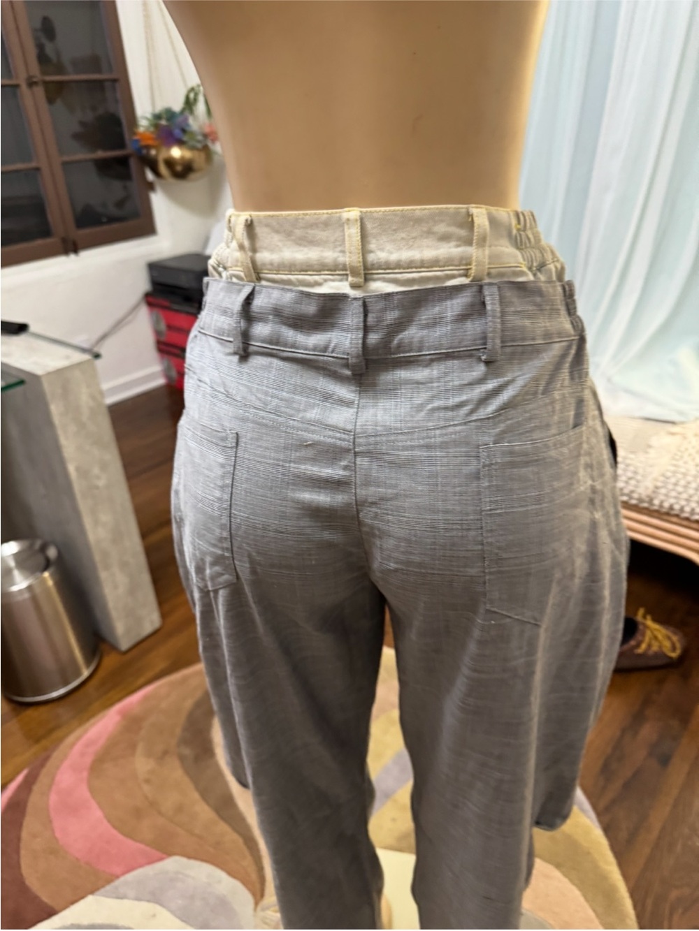 Grey pleated trousers with double waistband styling NWOT size S - Picture 5 of 9